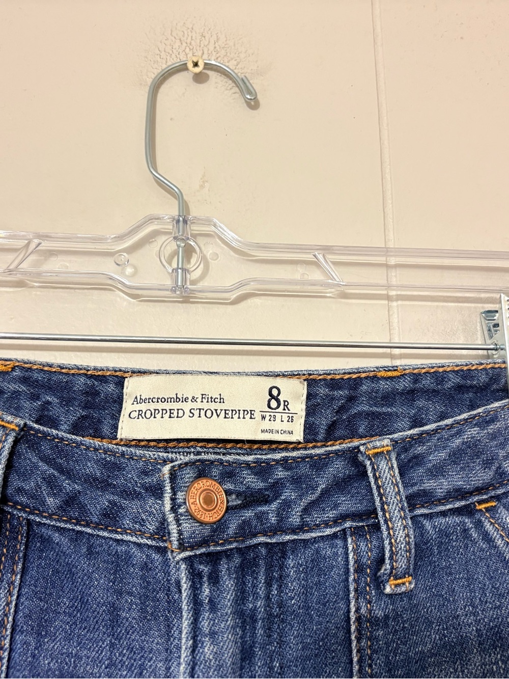 Abercrombie & Fitch Cropped Stovepipe Jeans Size 8R Wide Leg Raw Hem - Picture 5 of 9